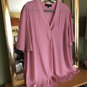 V-Neck Flutter Sleeve Top - Blush NWOT